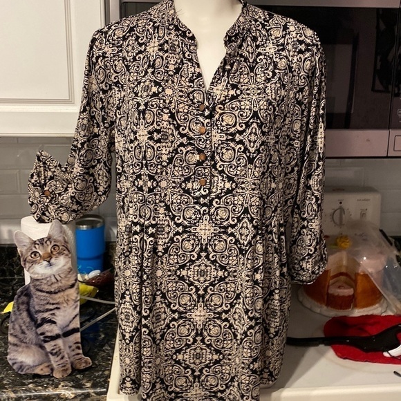 c womens Cato casual stretch 3/4 sleeve pullover plus size top 1X - Picture 1 of 4